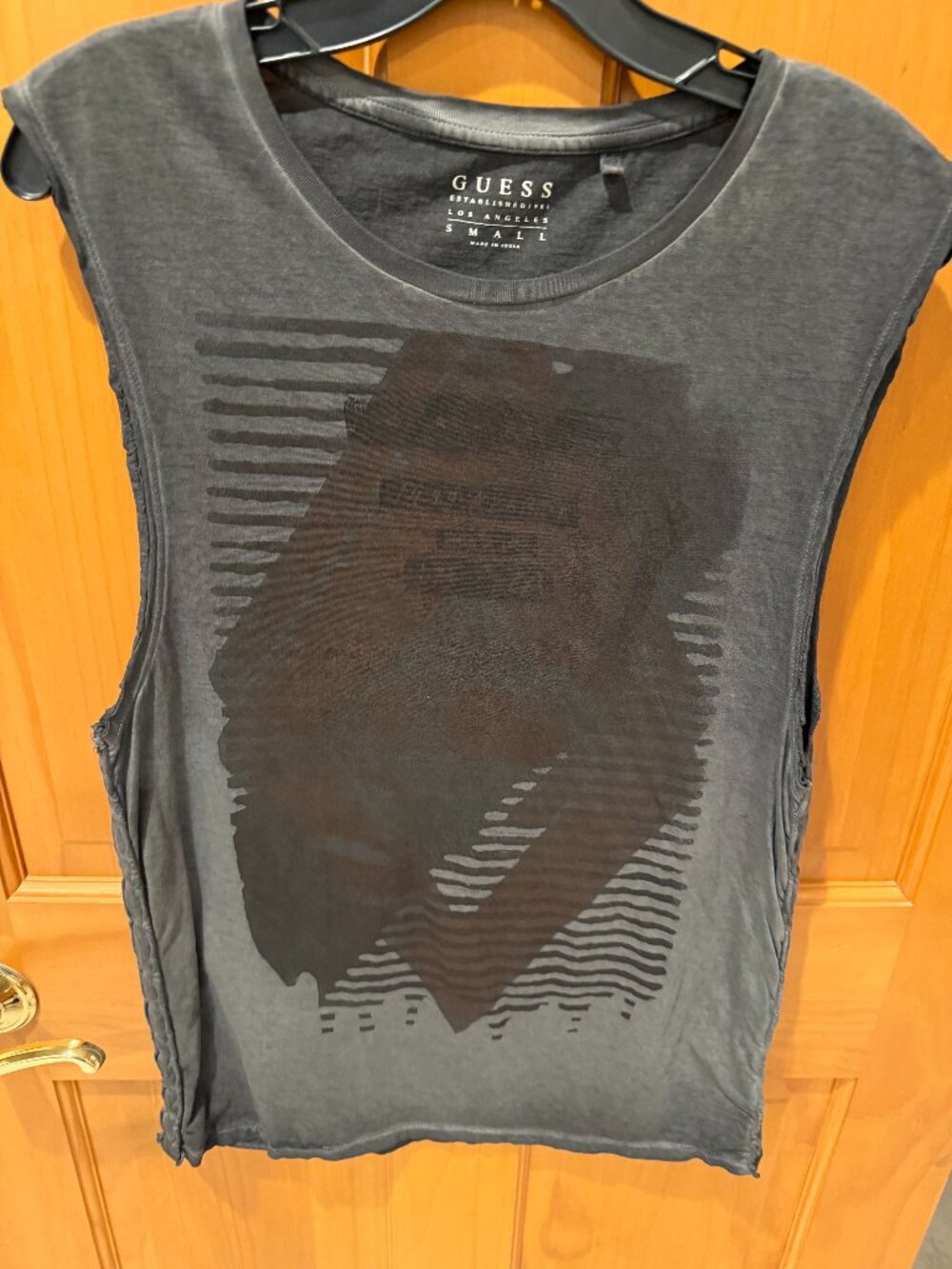 Guess Tank Top/Muscle Shirt Blue with Graphics - Size Small - Mens